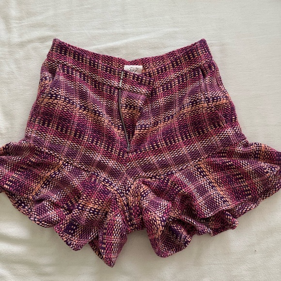 cinq a sept Pants - Plaid Women's Shorts in Pink and Purple